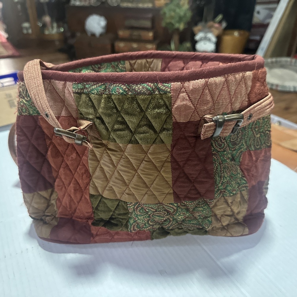 Victorian Heart Patchwork Purse Satchel Fabric 14x9x3.5
